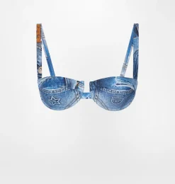 DENIM PRINT BIKINI BALCONETTE