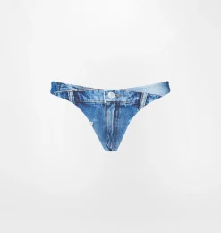 DENIM PRINT BIKINI BOTTOM
