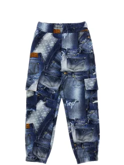 DENIM PRINT CARGO PANTS