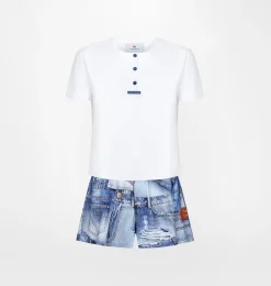 DENIM PRINT SHORT PYJAMAS