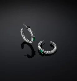 EMERALD HOOP EARRINGS