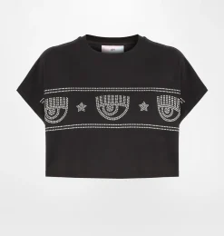 MAXI LOGOMANIA STUDS CROP T-SHIRT