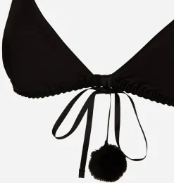 SATIN POM-PON TRIANGLE BRA