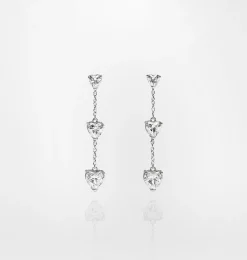 SILVER HEARTS PENDANT EARRINGS
